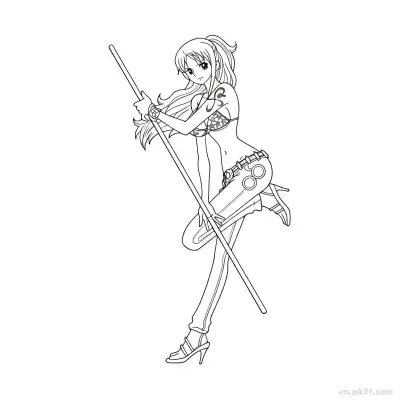 Free printable Nami Sexy Clima Tact Holding One Piece Coloring  coloring page