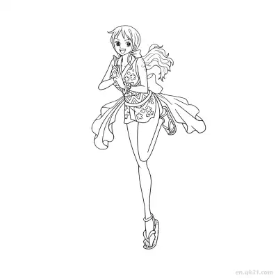 Free printable Nami Wano Kimono Bowing Elegant One Piece Coloring  coloring page