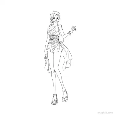 Free printable Nami Wano Kimono Standing Full One Piece Coloring  coloring page