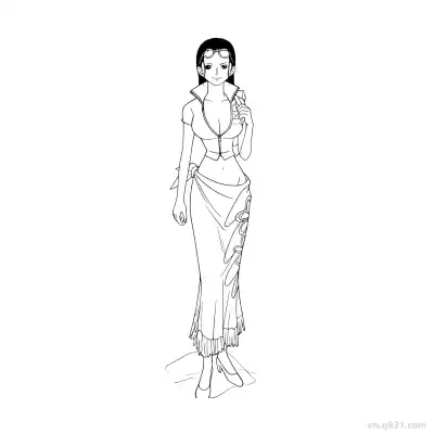 Free printable Nico Robin Full Body Elegant Stand One Piece Coloring  coloring page