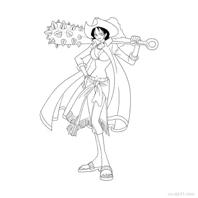 Free printable Nico Robin Mace Wano Full Body One Piece Coloring  coloring page