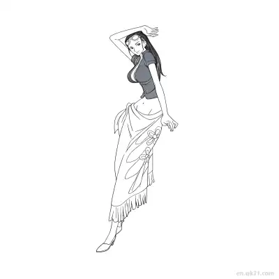 Free printable Nico Robin Sexy Side Pose Glasses One Piece Coloring  coloring page