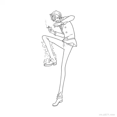Free printable Sanji Diable Jambe Kick Action One Piece Coloring  coloring page