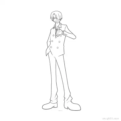 Free printable Sanji Double Breasted Suit Stand One Piece Coloring  coloring page