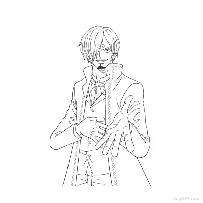 Free printable Sanji Invitation Reach Long Coat One Piece Coloring  coloring page