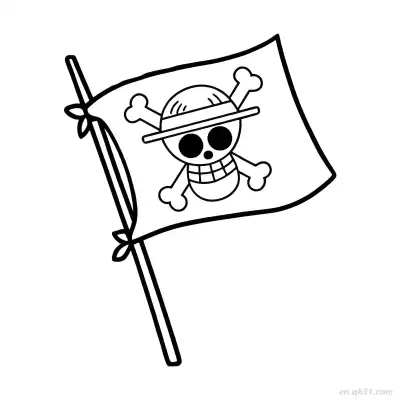 Free printable Straw Hat Pirates Flag Skull Waving One Piece Coloring  coloring page
