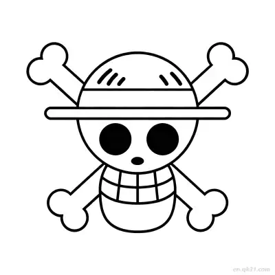 Free printable Straw Hat Pirates Jolly Roger Logo One Piece Coloring  coloring page
