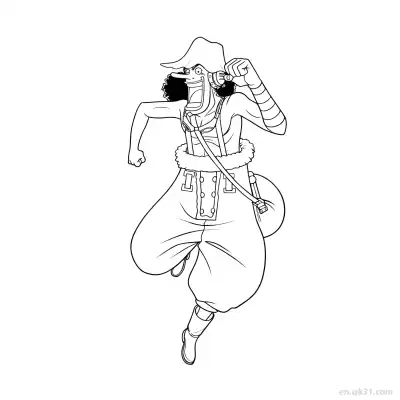 Free printable Usopp Dynamic Jumping Action Slingshot One Piece Coloring  coloring page