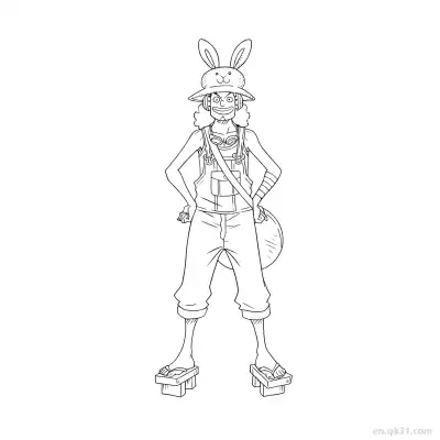 Free printable Usopp Full Stand Rabbit Hat One Piece Coloring  coloring page