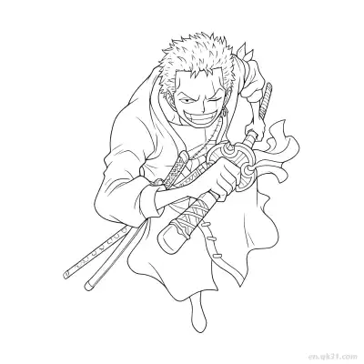Free printable Zoro Sword Rush Wano Attack Action One Piece Coloring  coloring page