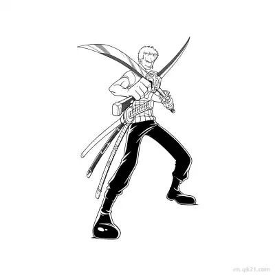 Free printable Zoro Two Swords Crossing Fight One Piece Coloring  coloring page