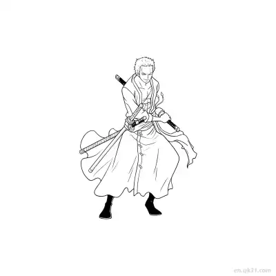 Free printable Zoro Wano Draw Sword Fighting One Piece Coloring  coloring page