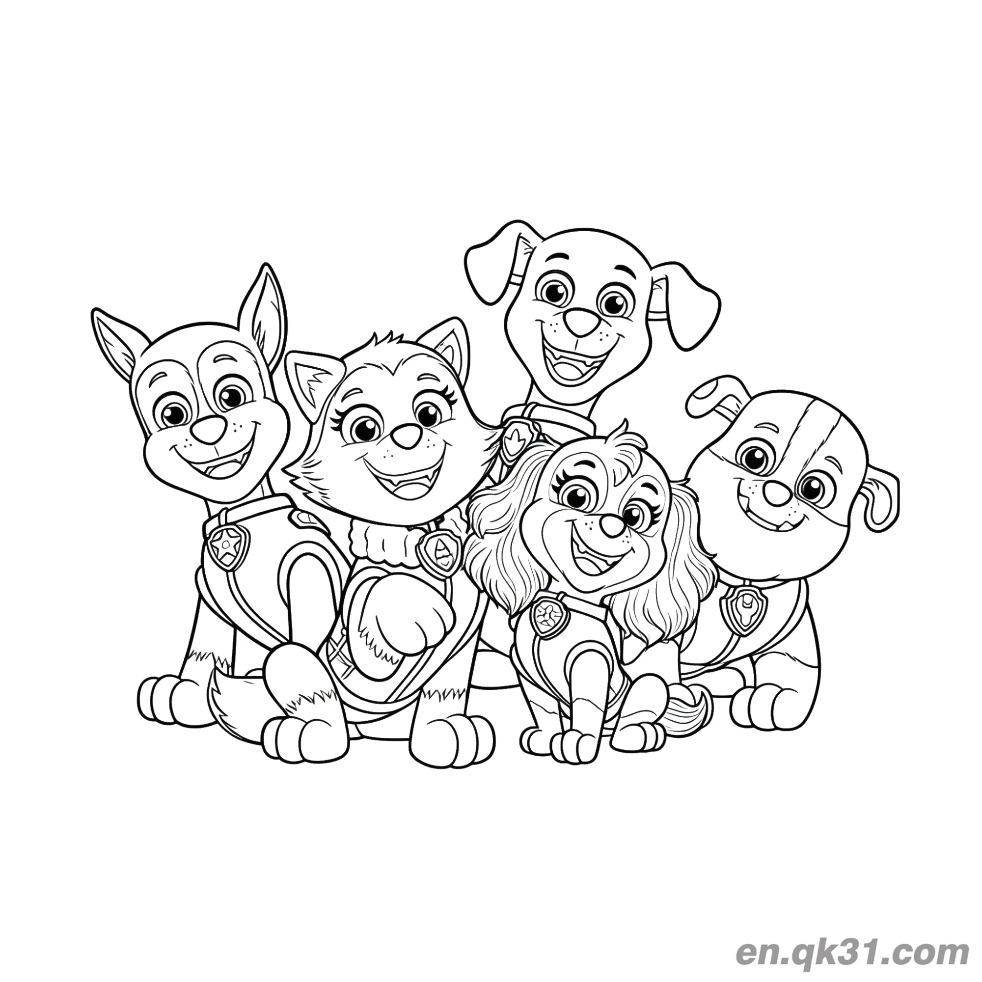 Paw Patrol All Patrol Pups Team Coloring Page – Free Printable Coloring Page for Kids and Adults