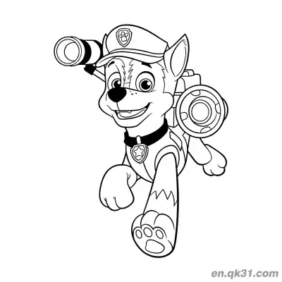 Free printable Paw Patrol Chase Police Gear Running Coloring Page coloring page
