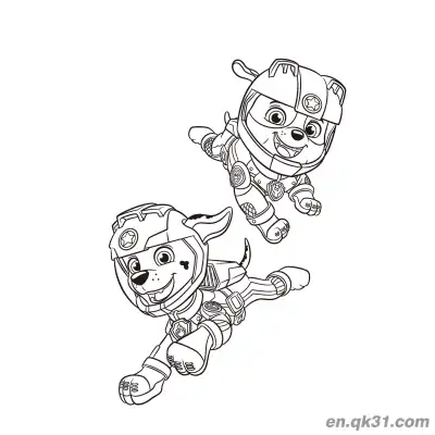 Free printable Paw Patrol Chase and Marshall Flying Pose Coloring Page coloring page