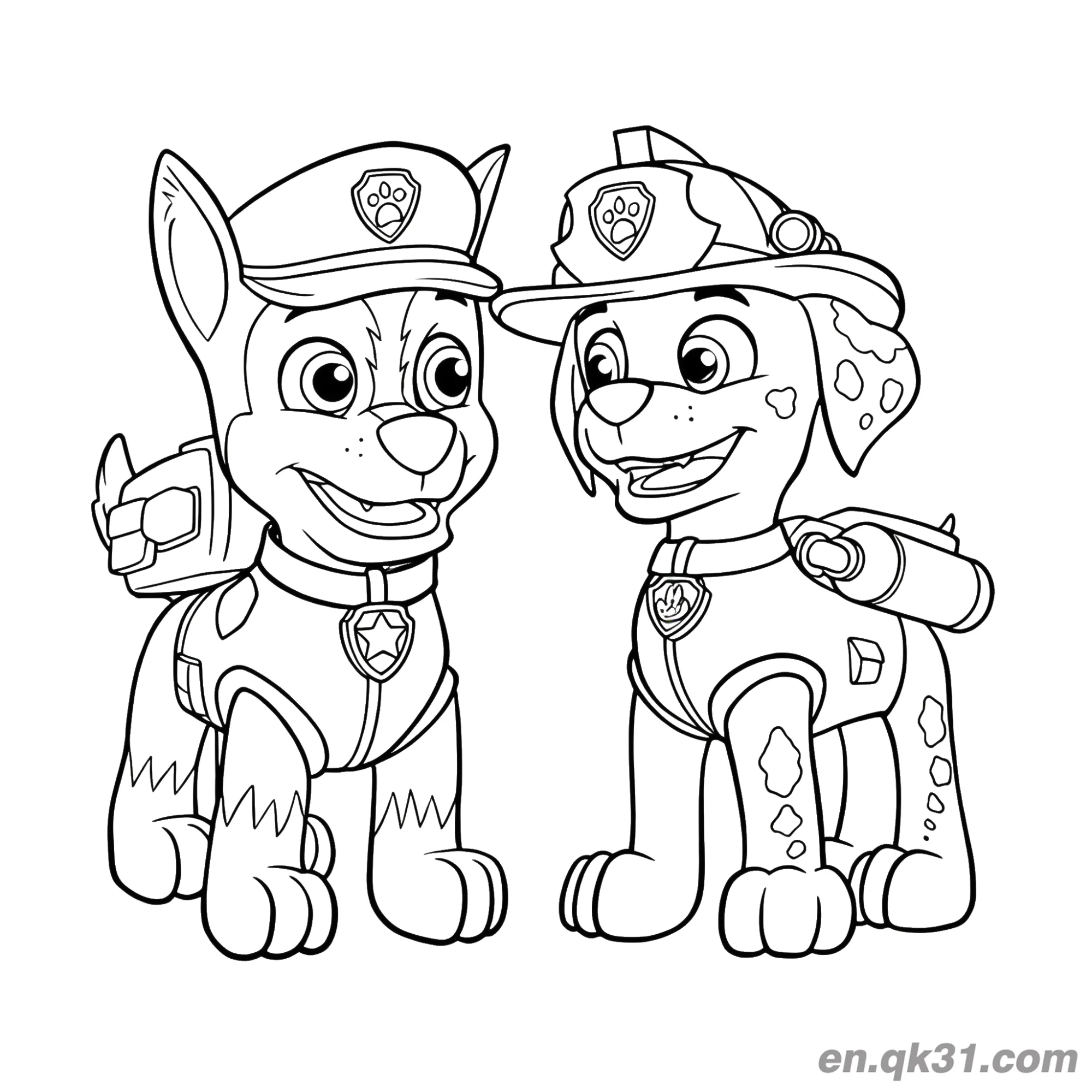 Paw Patrol Chase and Marshall Partner Coloring Page – Free Printable Coloring Page for Kids and Adults