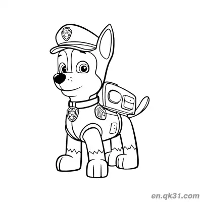 Free printable Paw Patrol Chase Police Puppy Coloring Page coloring page