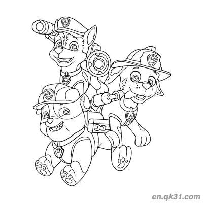 Free printable Paw Patrol Chase Rubble Marshall Pyramid Coloring Page coloring page