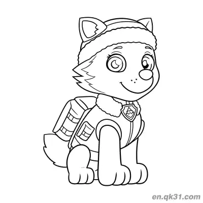 Free printable Paw Patrol Everest Sitting Snow Gear Coloring Page coloring page
