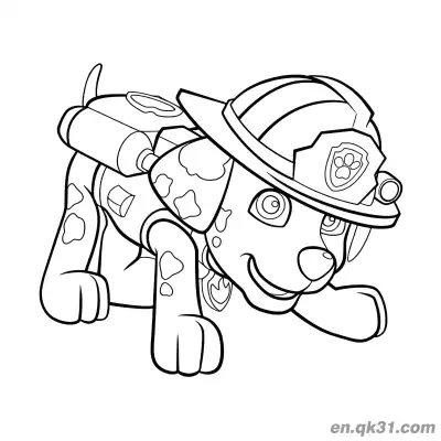 Free printable Paw Patrol Marshall Fire Gear Crawling Coloring Page coloring page