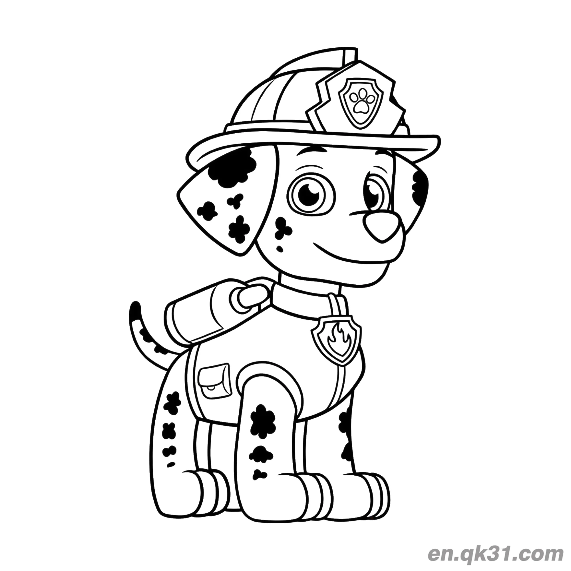 Paw Patrol Marshall Sitting Fire Gear Coloring Page – Free Printable Coloring Page for Kids and Adults