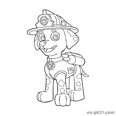 Free printable Paw Patrol Marshall Fire Uniform Coloring Page coloring page