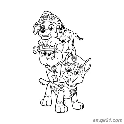 Free printable Paw Patrol Marshall Rubble Chase Stack Coloring Page coloring page