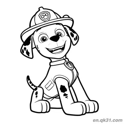 Free printable Paw Patrol Marshall Sitting Fire Gear Coloring Page coloring page