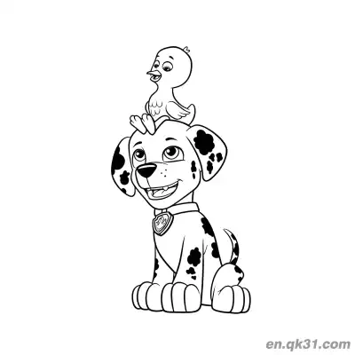 Free printable Paw Patrol Marshall with Chick Interaction Coloring Page coloring page