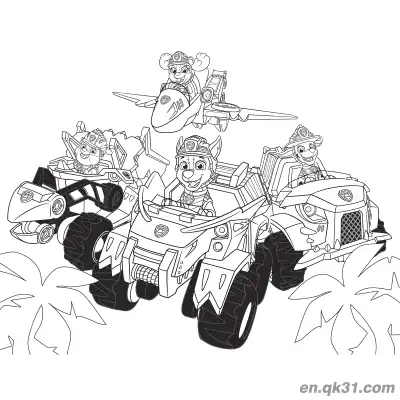 Free printable Paw Patrol Pups Vehicle Collection Coloring Page coloring page