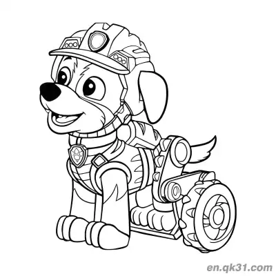 Free printable Paw Patrol Rubble Construction Gear Coloring Page coloring page