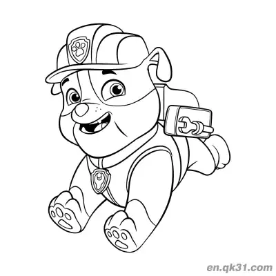 Free printable Paw Patrol Rubble Construction Crawling Coloring Page coloring page