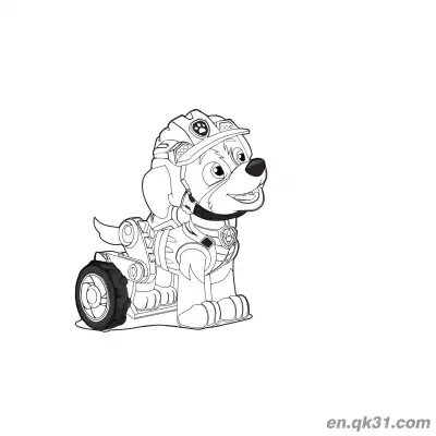 Free printable Paw Patrol Rubble Sitting Construction Gear Coloring Page coloring page