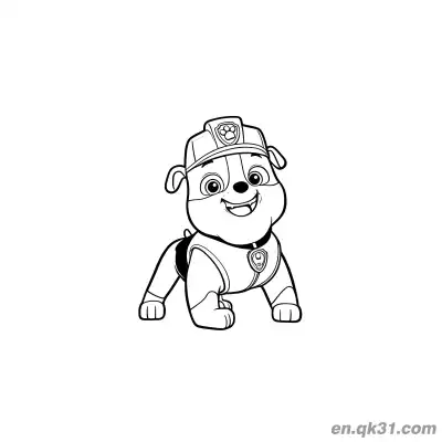Free printable Paw Patrol Rubble Crawling Pose Coloring Page coloring page