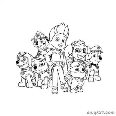 Free printable Paw Patrol Ryder and All Pups Coloring Page coloring page
