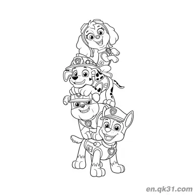 Free printable Paw Patrol Skye Marshall Rubble Chase Pyramid Coloring Page coloring page
