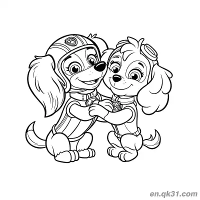 Free printable Paw Patrol Skye Pair Interaction Coloring Page coloring page