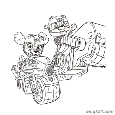 Free printable Paw Patrol Skye and Rubble Vehicle Combo Coloring Page coloring page