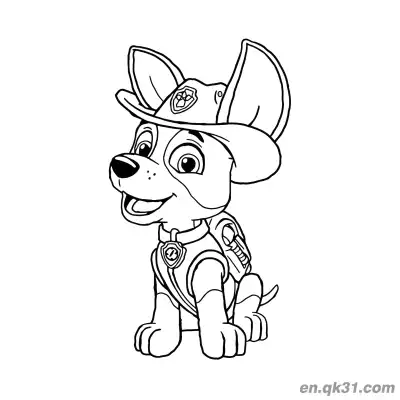 Free printable Paw Patrol Tracker Cowboy Style Coloring Page coloring page