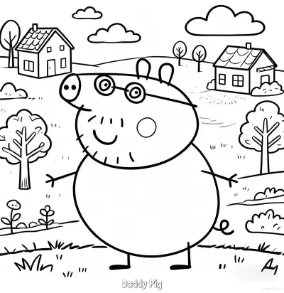 Free printable Daddy Pig  Coloring Page - Free Printable Peppa Pig PDFS Coloring Sheets coloring page