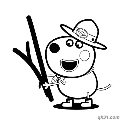Free printable Danny Dog as Ranger with Hiking Sticks Coloring Page coloring page