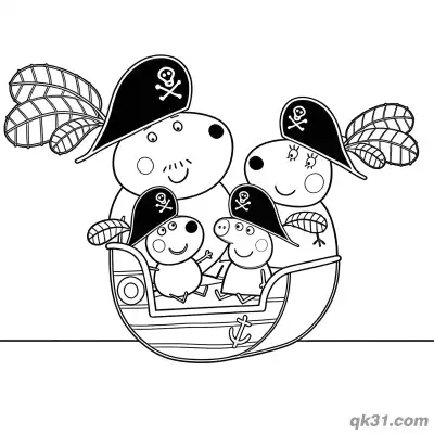Free printable Danny Dog Family Pirate Ship Adventure Coloring Page coloring page