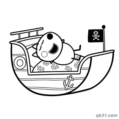 Free printable Danny Dog Sleeping in Pirate Ship Bed Coloring Page coloring page