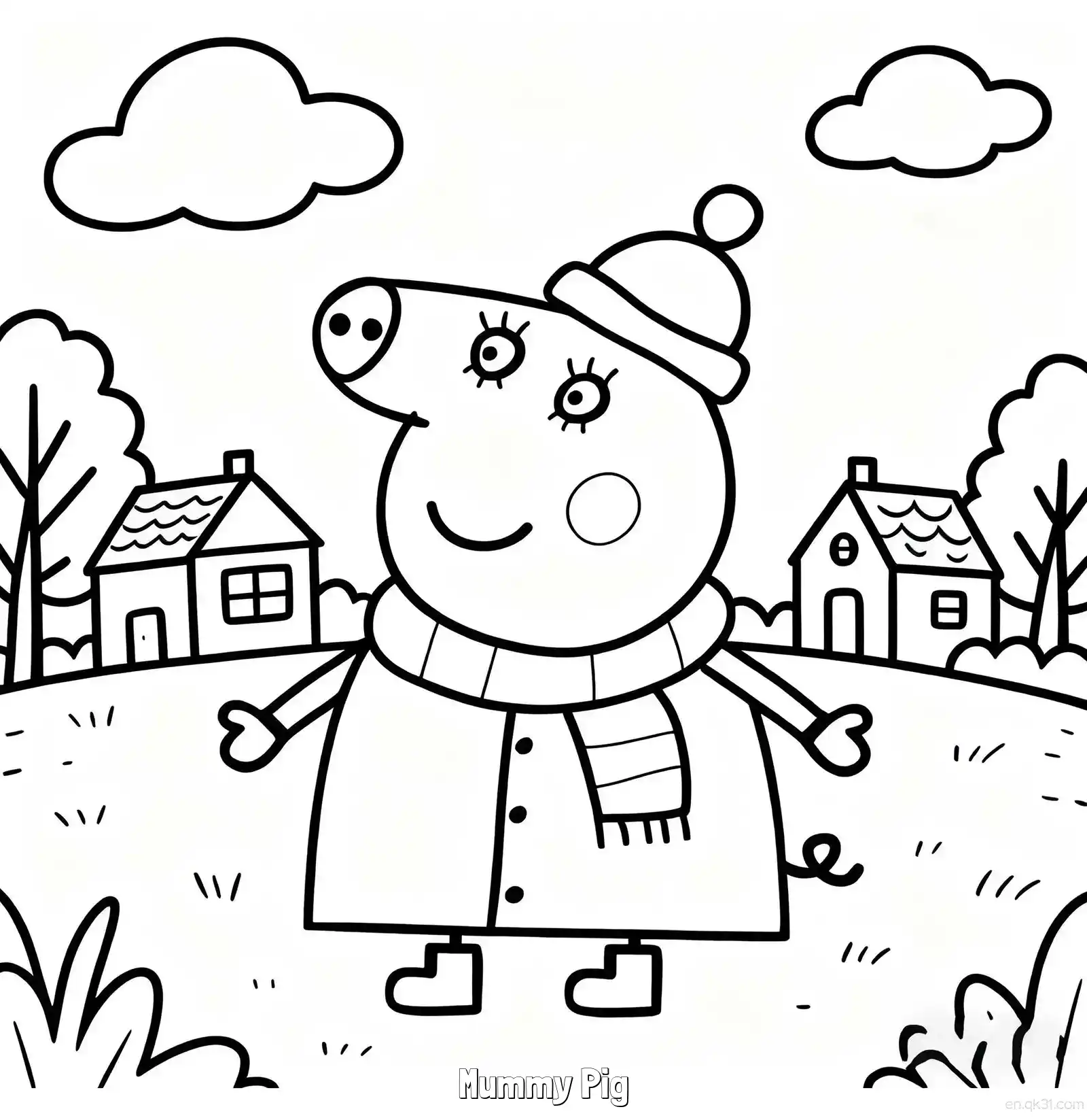 Mummy Pig 2 Coloring Page - Free Printable Peppa Pig PDF Coloring Sheets – Free Printable Coloring Page for Kids and Adults