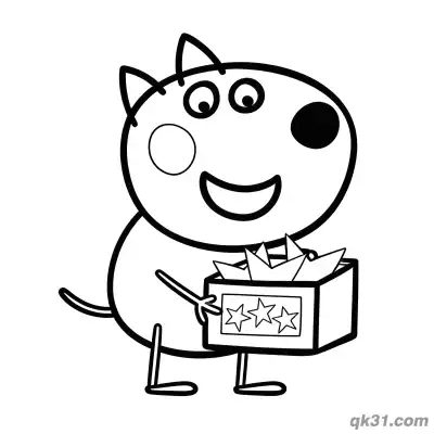Free printable Danny Dog Holding a Gift Box Coloring Page coloring page