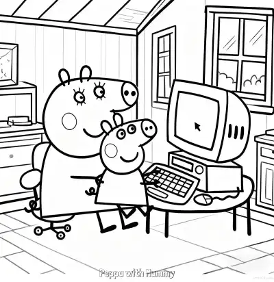 Free printable Peppa with Mummy  Coloring Page - Free Printable Peppa Pig PDFS Coloring Sheets coloring page