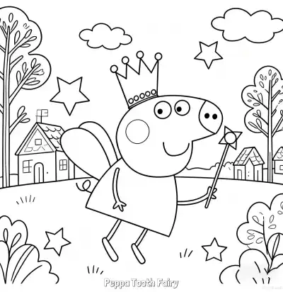Free printable Peppa Tooth Fairy  Coloring Page - Free Printable Peppa Pig PDFS Coloring Sheets coloring page