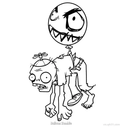 Free printable Balloon Zombie  Coloring Page - Free Printable Plants vs Zombies PDFS Coloring Sheets coloring page