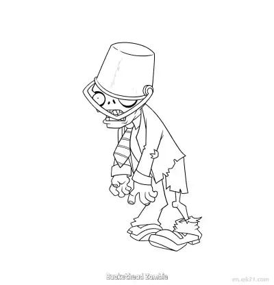 Free printable Buckethead Zombie  Coloring Page - Free Printable Plants vs Zombies PDFS Coloring Sheets coloring page