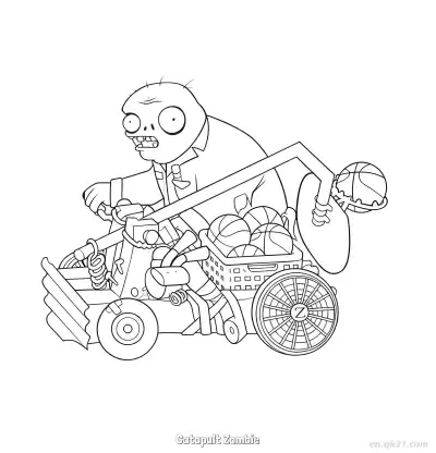 Free printable Catapult Zombie  Coloring Page - Free Printable Plants vs Zombies PDFS Coloring Sheets coloring page